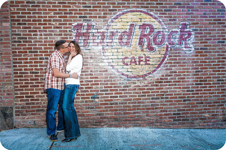 Wedding Engagement Pictures Taken in Downtown Seattle Near the Hard Rock Cafe
