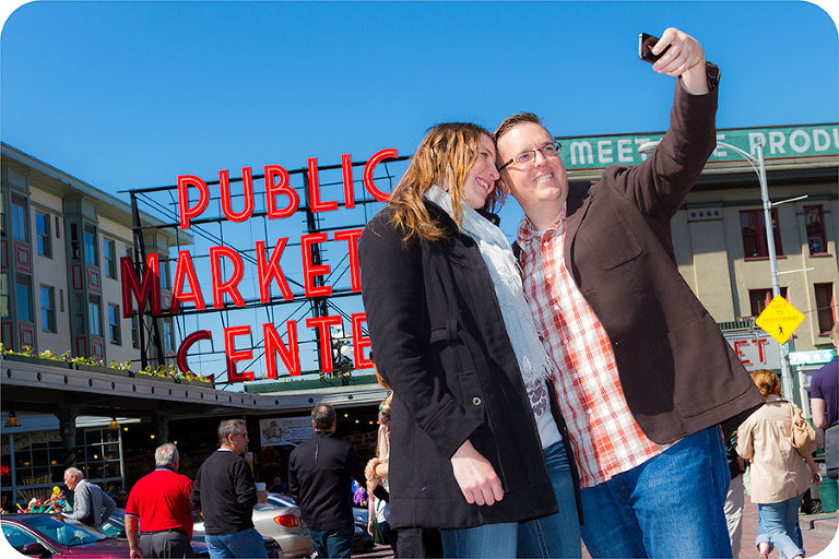 Engagement Photos Taken at Pike Place Market in Seattle