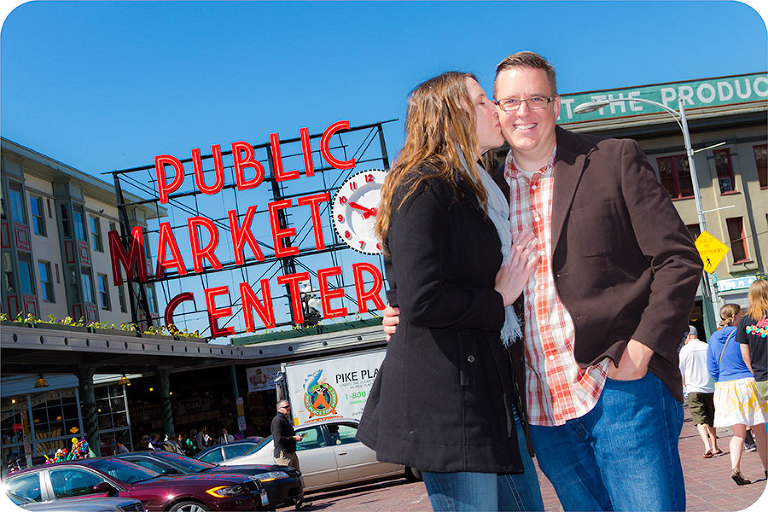 Wedding Engagement Pictures Taken at Pike Place Market in Seattle