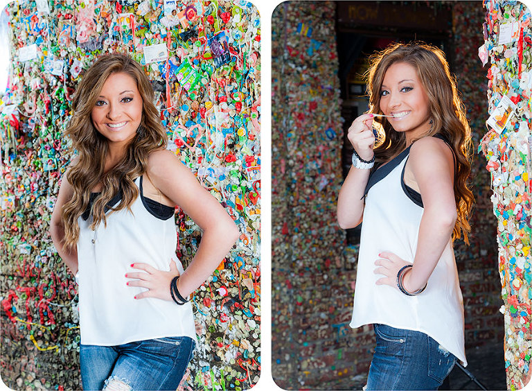 Senior Pictures at the Gum Wall in Seattle Near Pike Place Market