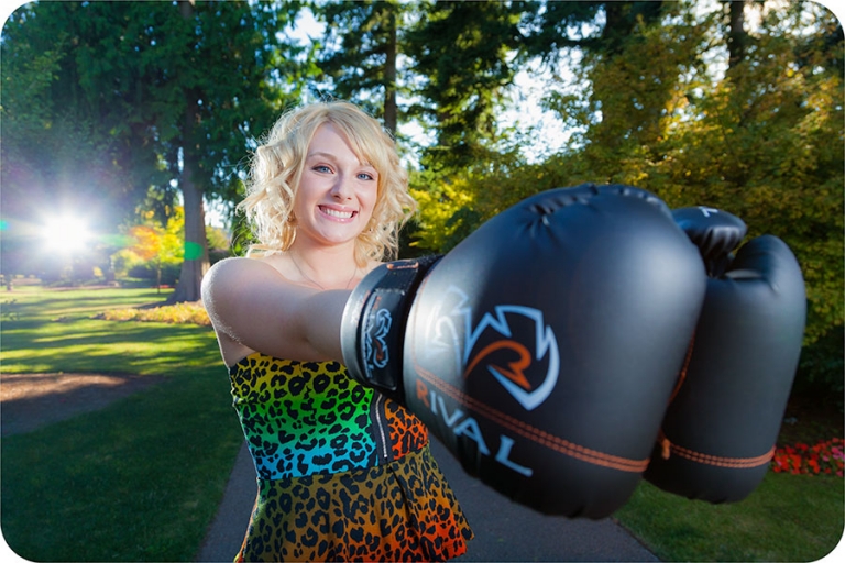 Senior Pictures of Kick Boxing in Everett, WA
