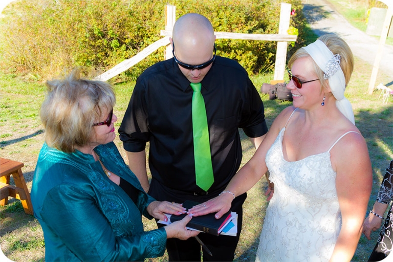 Signing the Certificate Wedding Photography Camano Island
