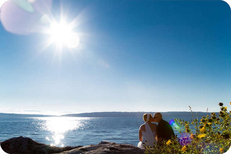 Sun Setting on Bride and Groom - Wedding Photography Island County, WA
