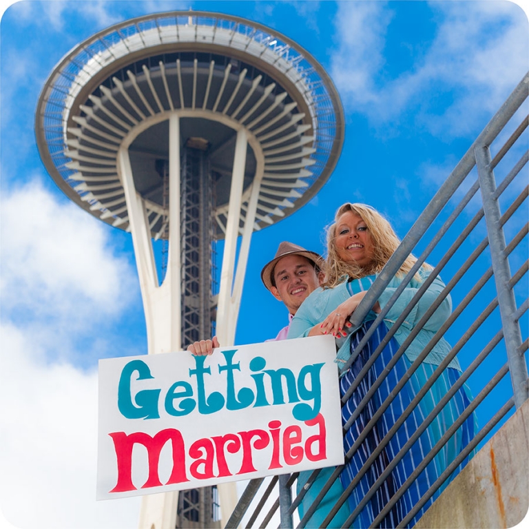 Wedding Engagement Photographs at Seattle Center Space Needle
