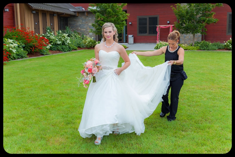 Beautiful Bride Being Let Outside For Wedding at Rose Hill Community Center  In Mukilteo